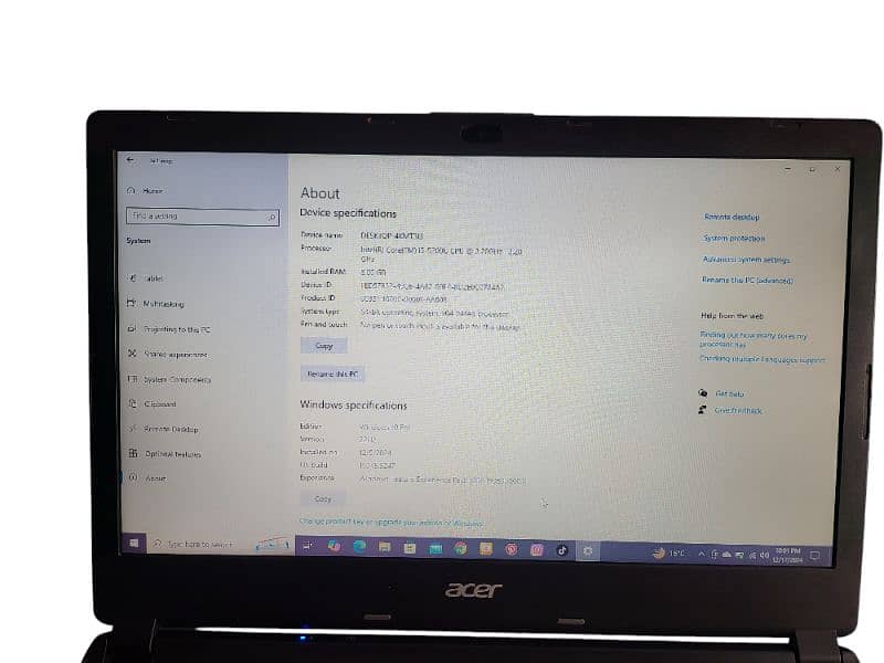 acer laptop  180gb ssd . 8gb Ram 2