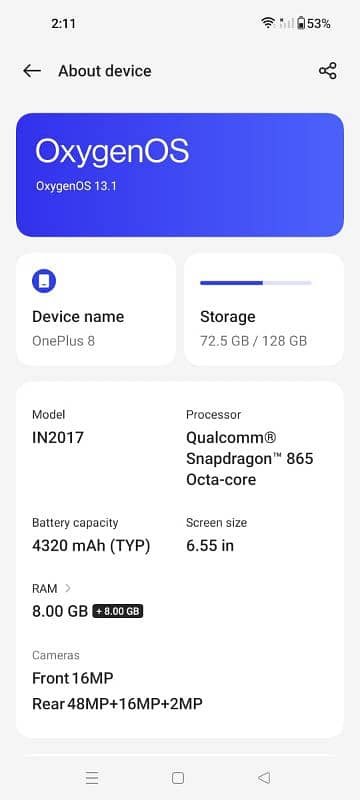 one plus 8 . . 8/128 1