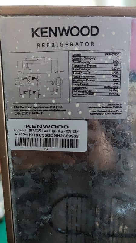 Kenwood refrigerator for sale not use condition 5