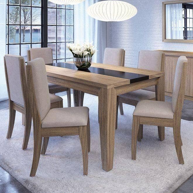 6 seater dining table set/marble top table/wooden chair/luxury dining 9