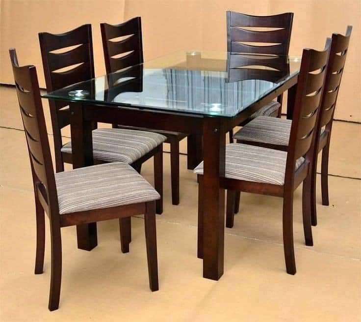 6 seater dining table set/marble top table/wooden chair/luxury dining 15