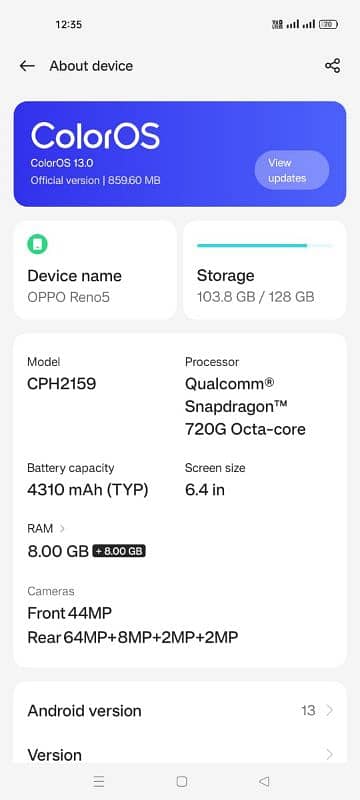 OPPO Reno 5  8.128 net and clean phone ha condition 9.5/10 2