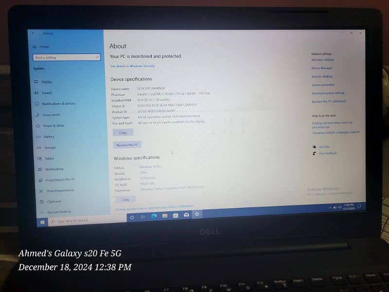 Dell Laptop 1 tb ssd 16 GB DDR4 4