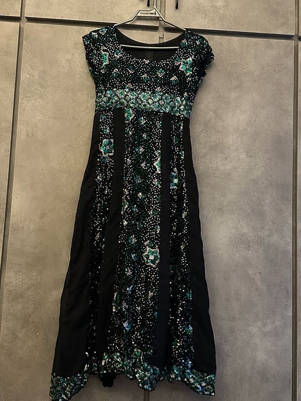 green and black long frock 0