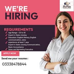 Sales and Marketing Executive (Female) Lahore