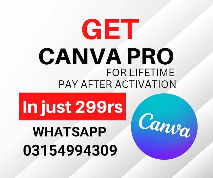 Canva pro for lifetime_ only 299rs _ WhatsApp 0315-499-4309 0