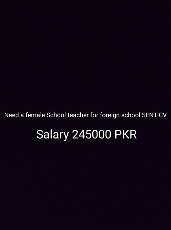 Need a female School teacher for a foreigner School 0