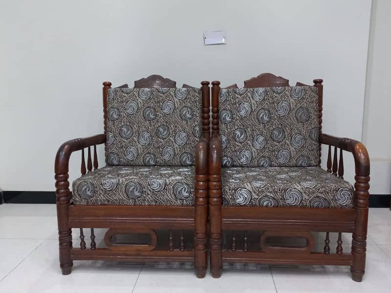 "Wooden Sofa Set - 3+1+1 Seater" 2