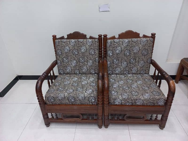 "Wooden Sofa Set - 3+1+1 Seater" 3