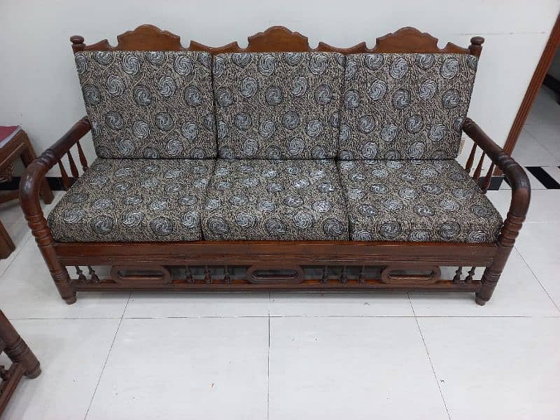 "Wooden Sofa Set - 3+1+1 Seater" 4