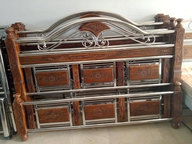 wood & steel bed high quality available 1