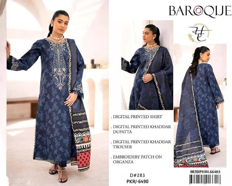 Women Dress | Formal Wear | Women 3 Pcs Suite| Unstitched Khadar 10