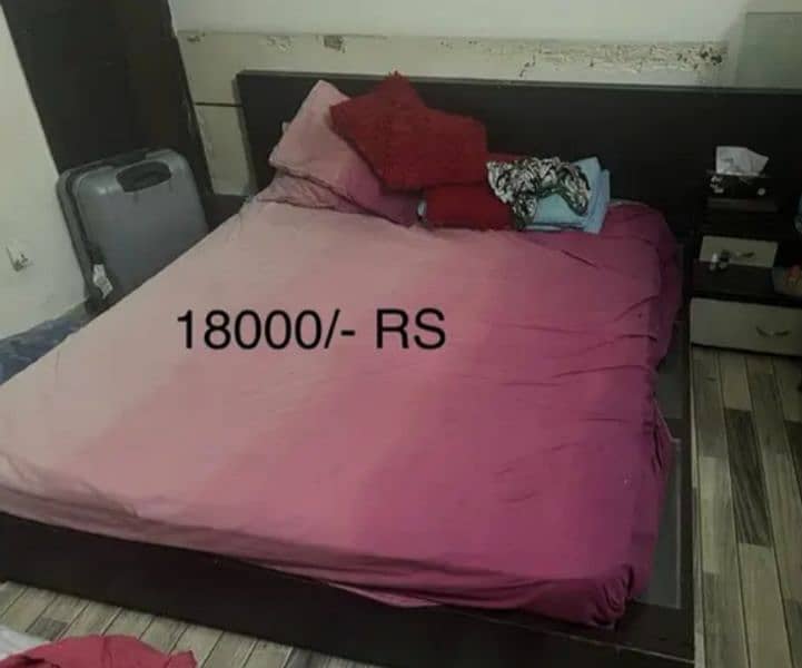 king size double bed with side tables with mattress 0