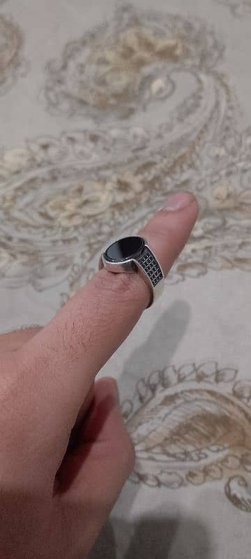 ITALIAN SILVER RING WITH BLACK ONYX STONE 8