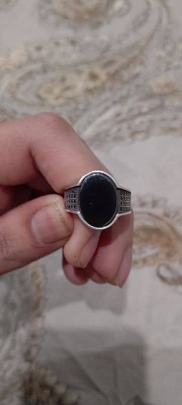 ITALIAN SILVER RING WITH BLACK ONYX STONE 9