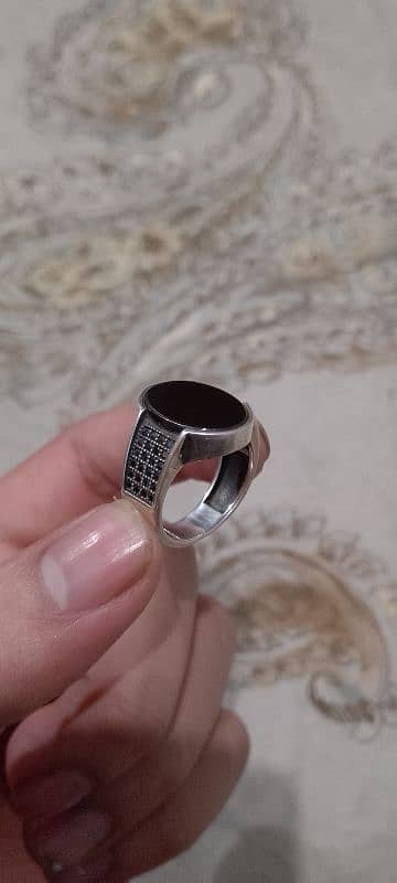 ITALIAN SILVER RING WITH BLACK ONYX STONE 10