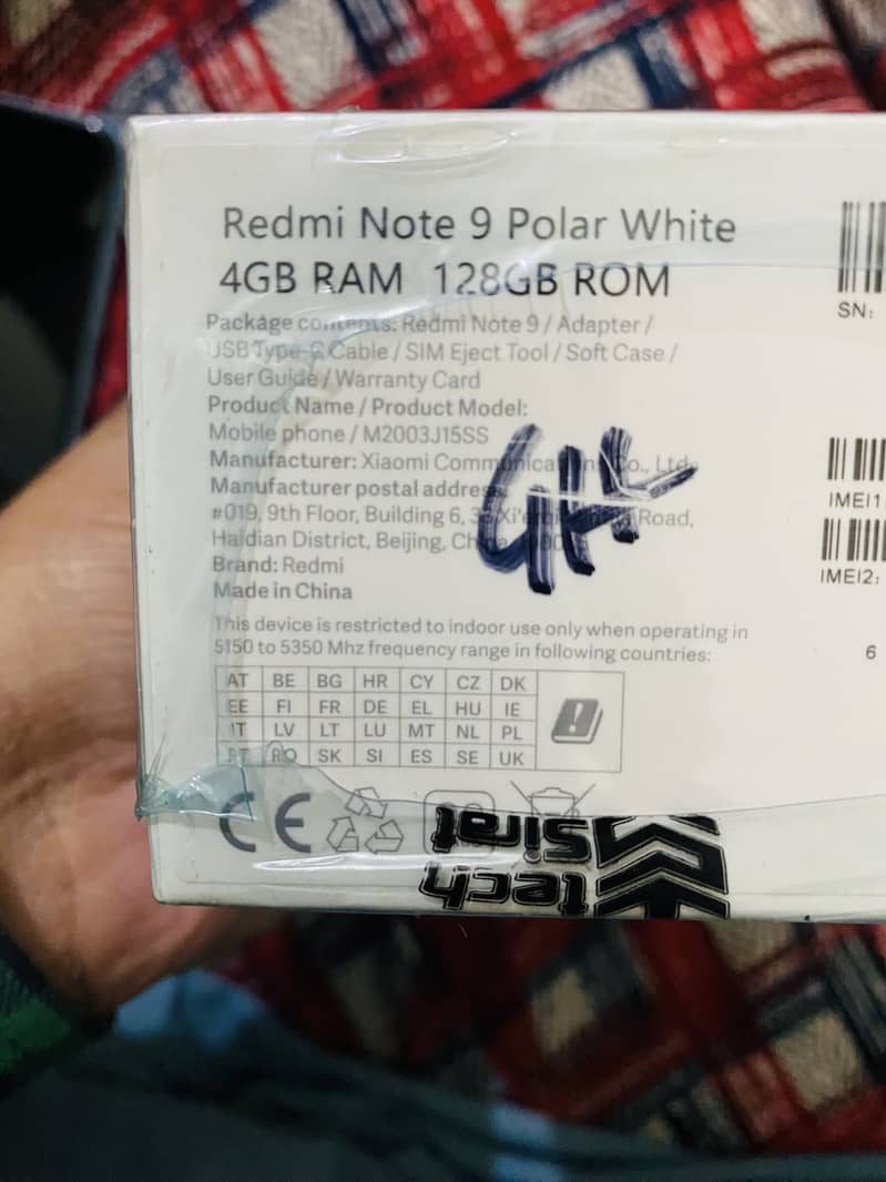 Redmi Note 9 4GB +128GB  PTA APPROVED +BOX 10