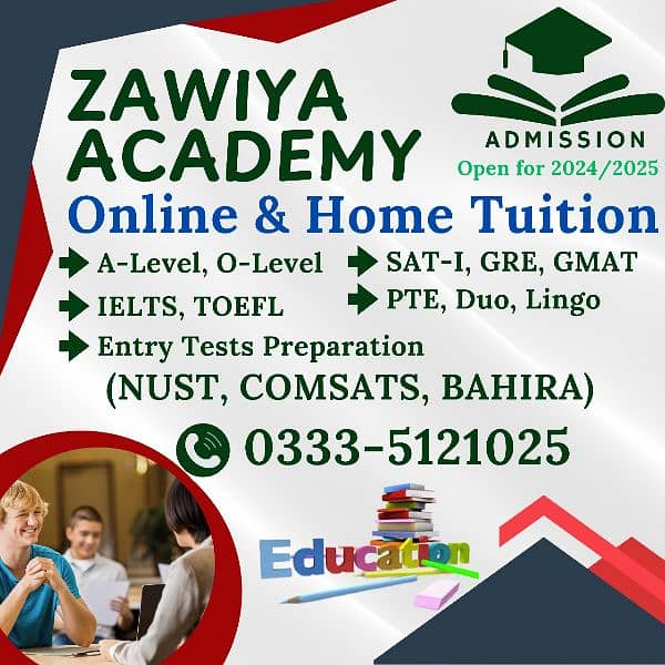 Zawiya Online & Home Tuitions O, A Levels, SAT-I, NAT, GAT, GMAT, GRE 1