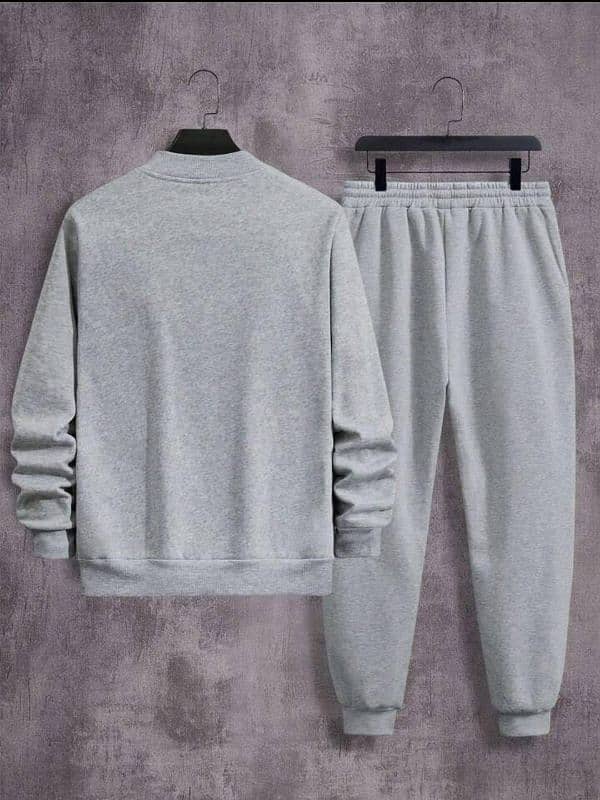 2 Pcs Men's Fleece Plain Zipper Track Suit 2