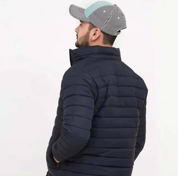 Men's Blue Plain Puffer Jacket 1