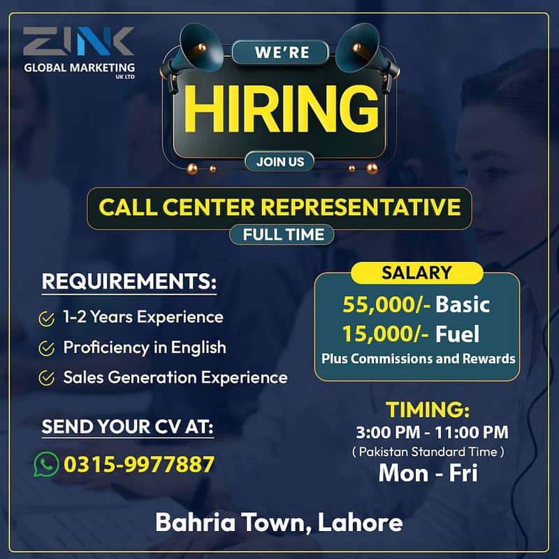 Call center agents male and female (staff) required 0