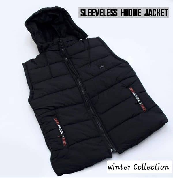 Men's Hooded Neck Sleeveless Jacket -1 pc 0