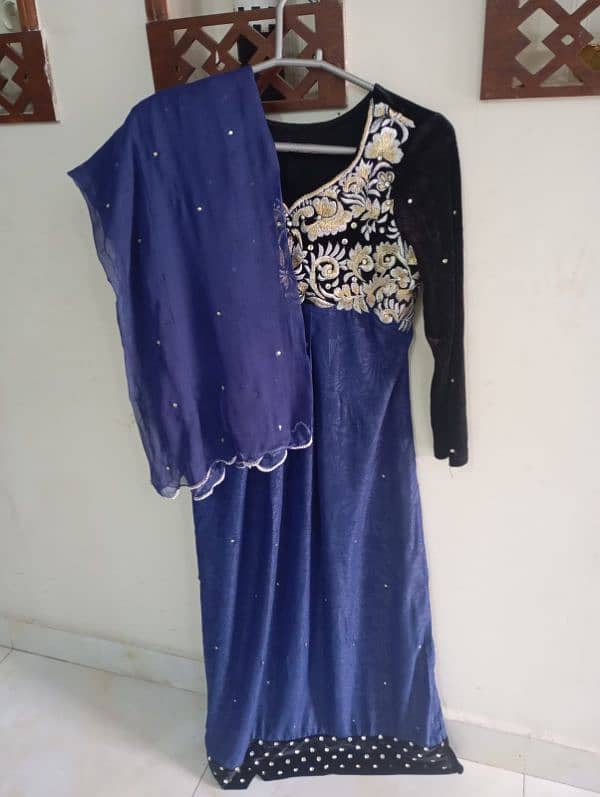 Royal blue party wear frock 2