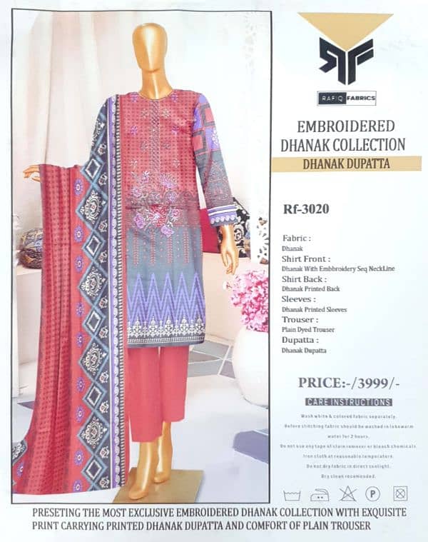 Formal Wear | Women Suite | Women 3 Pcs Unstitched | Dhanak 2