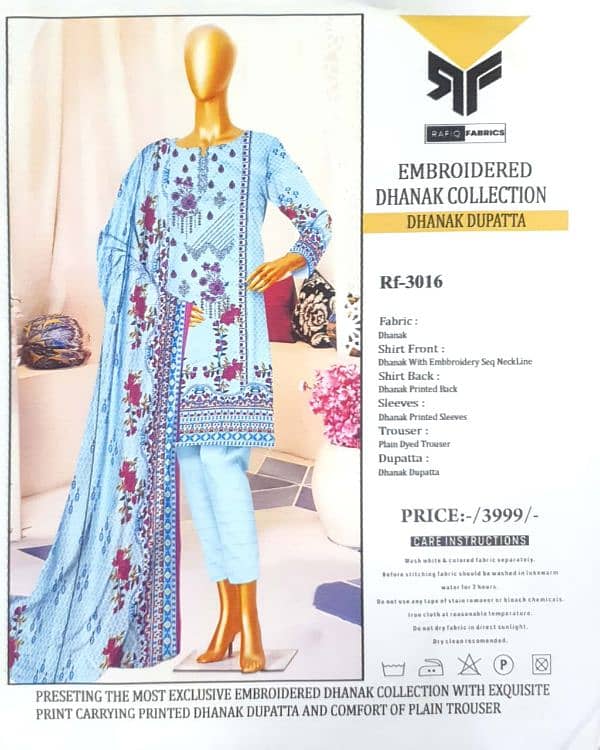 Formal Wear | Women Suite | Women 3 Pcs Unstitched | Dhanak 3