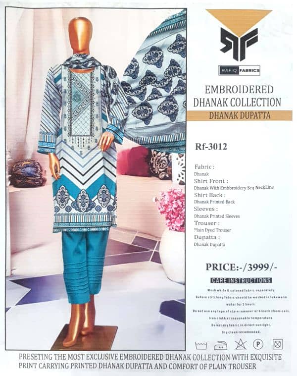 Formal Wear | Women Suite | Women 3 Pcs Unstitched | Dhanak 4