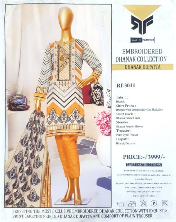 Formal Wear | Women Suite | Women 3 Pcs Unstitched | Dhanak 7