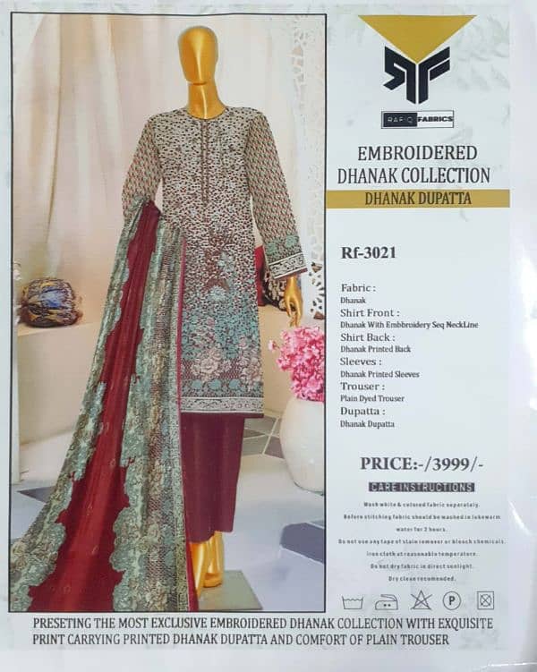 Formal Wear | Women Suite | Women 3 Pcs Unstitched | Dhanak 8