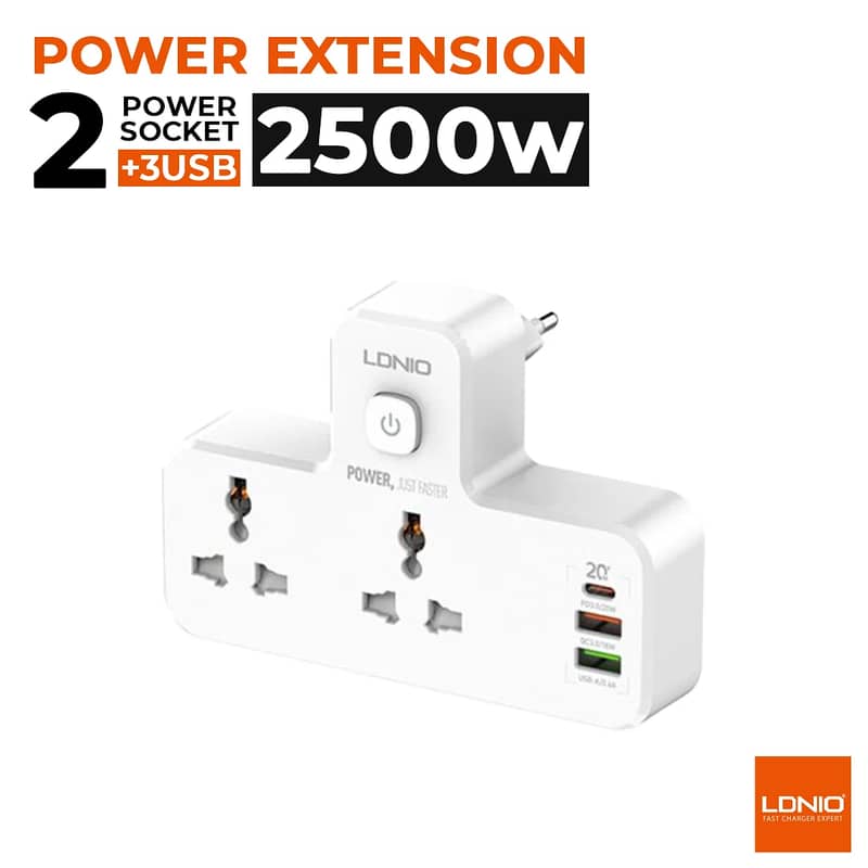 USB Charger Extension Power Strip Ldnio SC2311 20W 3-Port 2