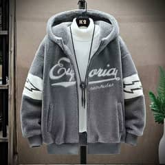 Men's grey hooded jacket - 1pc polyster hoodie