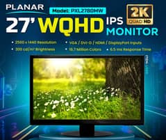 27 Inch 2K (2560x1440) IPS Full HD LED Monitor - All Ports and Speaker