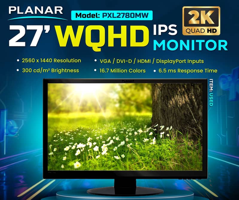 27 Inch 2K (2560x1440) IPS Full HD LED Monitor - All Ports and Speaker 0