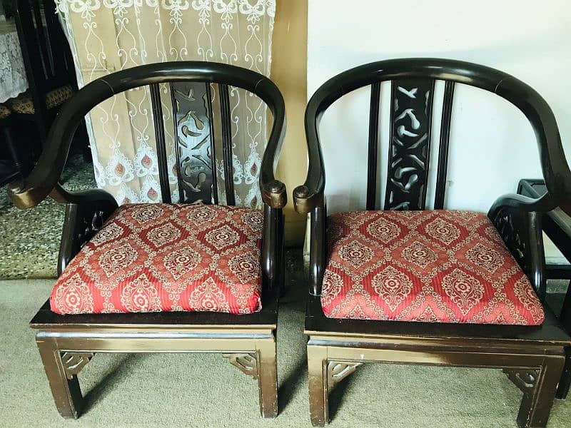 Wooden Sofa Chairs with Glass Table 1