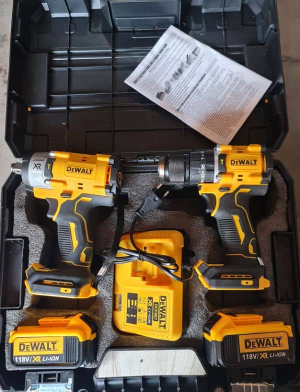 Combo Set 118V Dewalt With 2 Machines Drill+Screwdriver+Wrench Machine 0