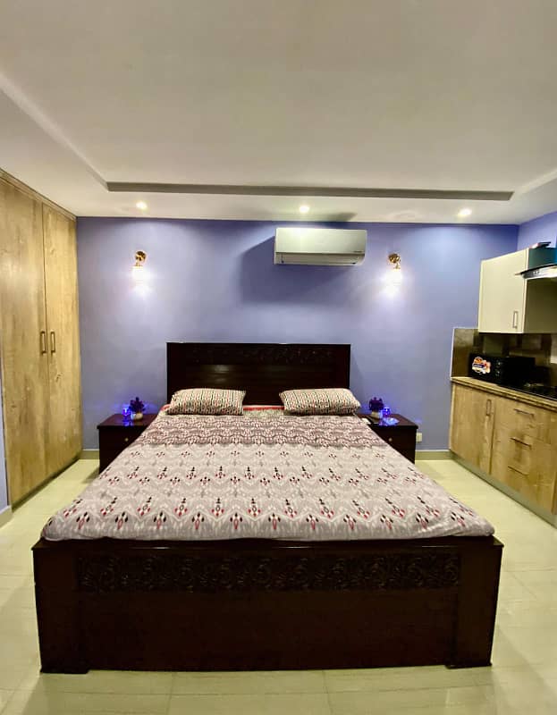 fully furnished studio aperment available for a rent in gulbreg greens islamabad 7