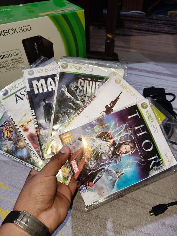 Xbox360 250gb with two controllers and 9 games 6