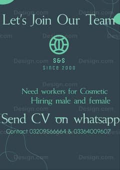 Male/ Female staff  required for cosmetic marketing