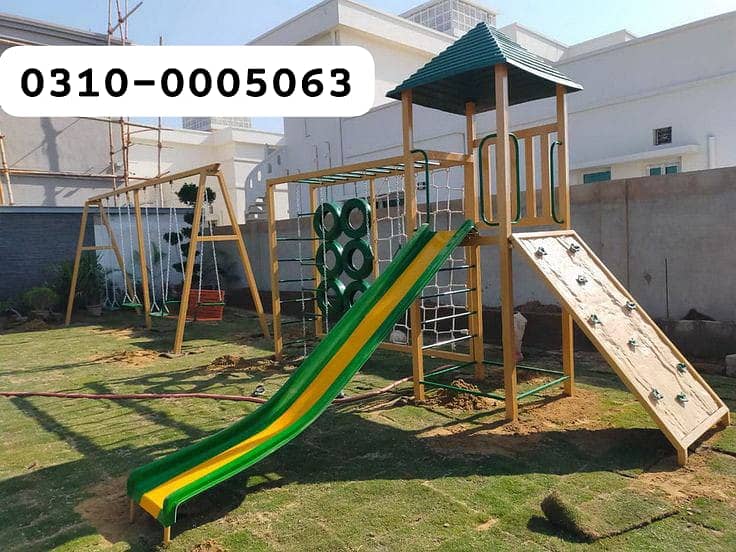 Swings|Slide|Seesaw|Marygoround|Bench|Gazibo|Tree House|Park Setup 7