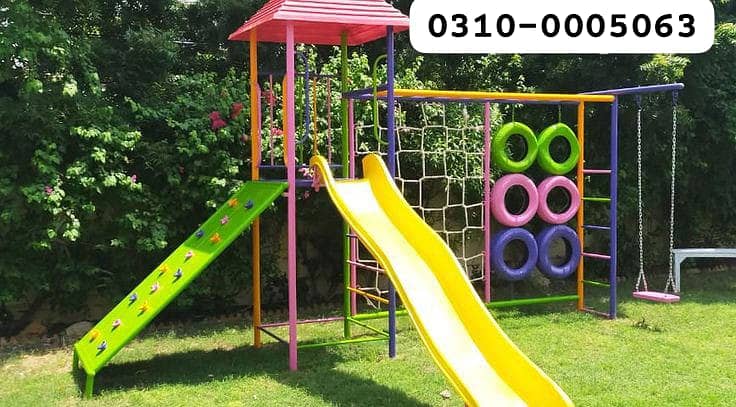 Swings|Slide|Seesaw|Marygoround|Bench|Gazibo|Tree House|Park Setup 15