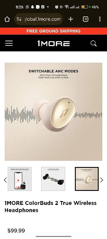 ANC 1MORE ColorBuds 2 True Wireless Headphones WHITE 3