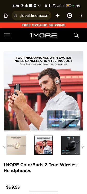 ANC 1MORE ColorBuds 2 True Wireless Headphones WHITE 4