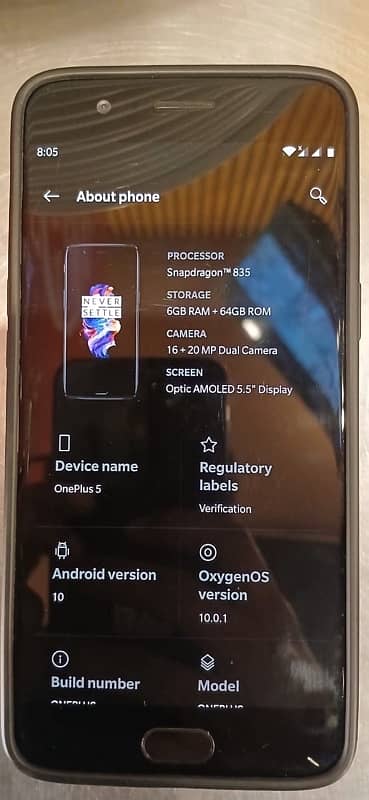 oneplus  5 6/64 condition  10 by 9 1