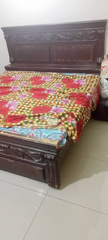 Wooden Bed Set (03 pieces) with Iron Stand 1