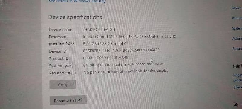 Dell 6 gen i7 8 GB ram 256 ssd 8