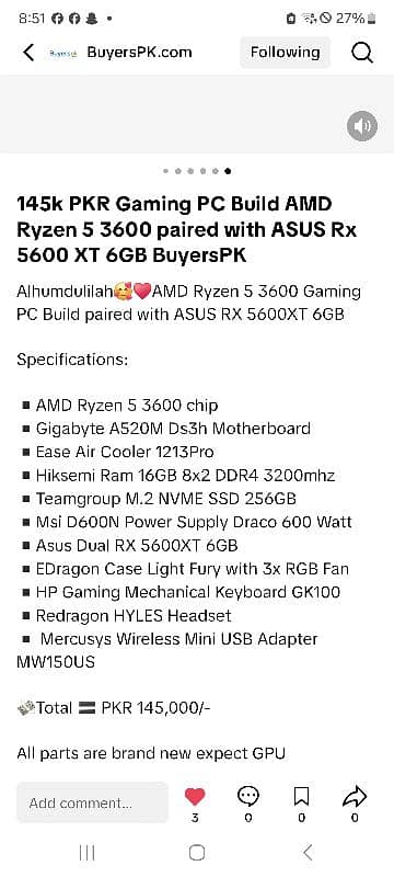 Gaming PC Build AMD Ryzen 5 3600 paired with ASUS Rx 5600 XT 6GB 6