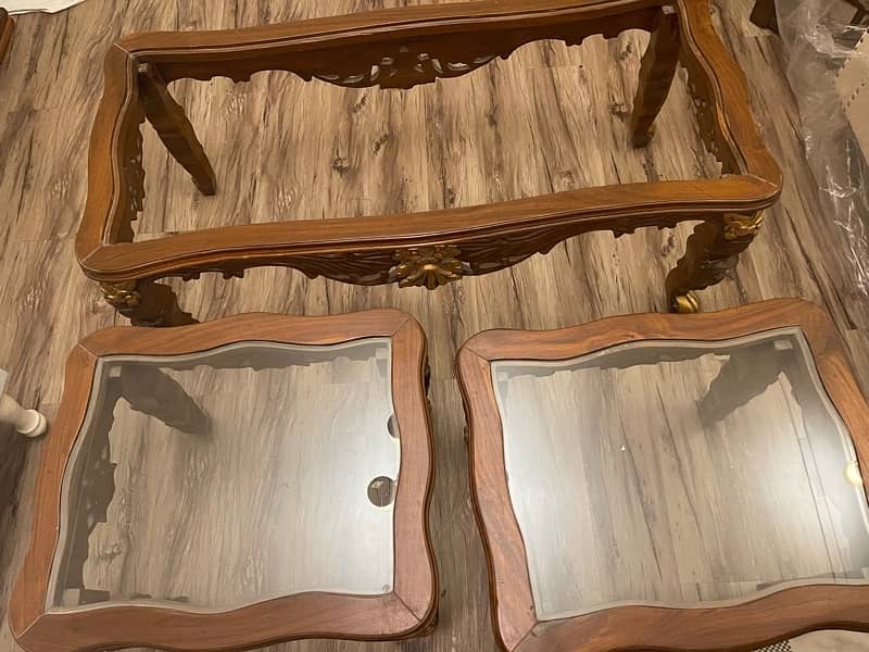 Elegant Carved Wooden Table Set (New condition) 1 month used 1